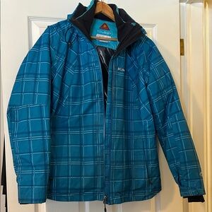 Columbia Omni tech  Teal Checkered Performance Jacket